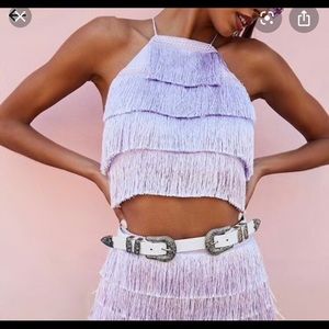 NWT lavender purple tassel top shirt small